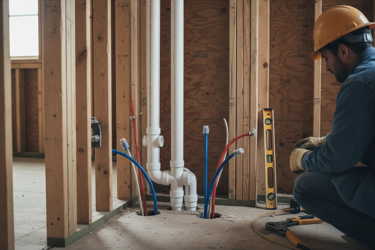 Drain and supply rough-in during Drain Cleaning in New Weston