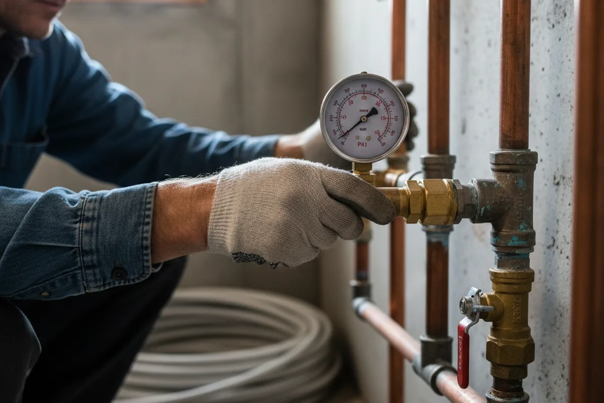 Pressure testing a repaired line during Water Line Repair in New Weston